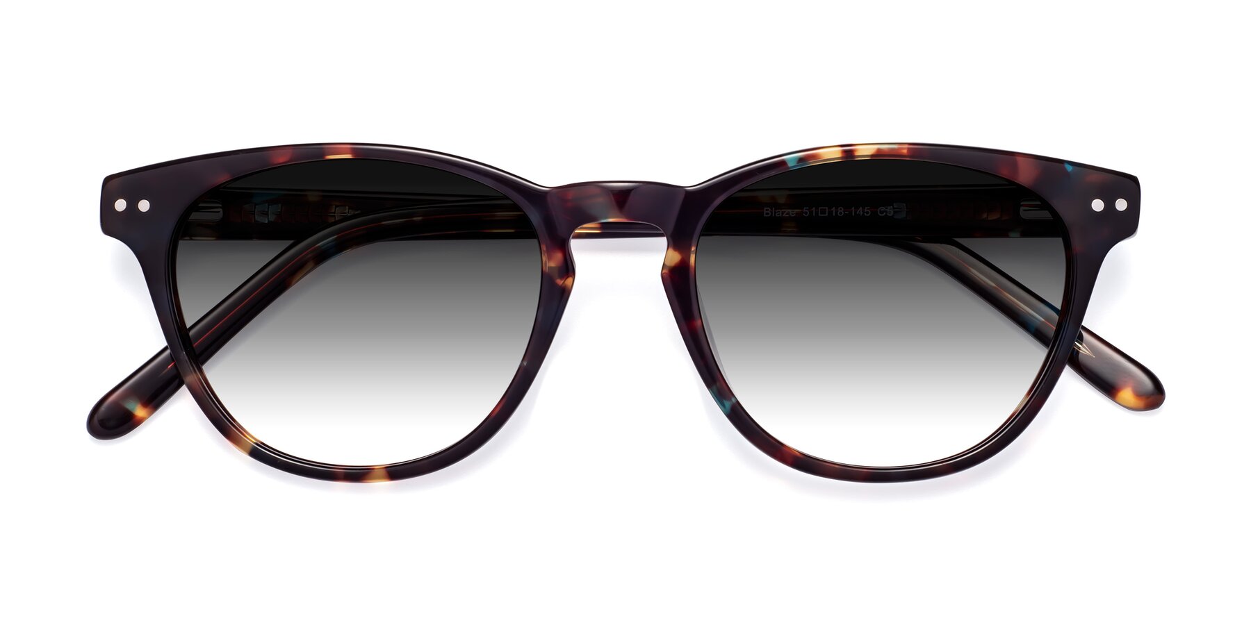 Folded Front of Blaze in Floral Tortoise with Gray Gradient Lenses