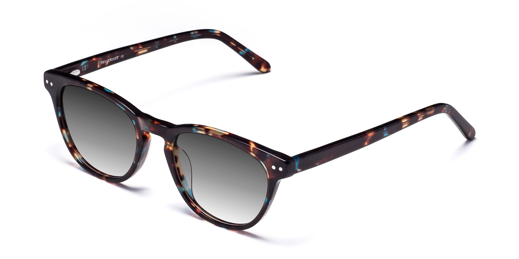 Angle of Blaze in Floral Tortoise with Gray Gradient Lenses