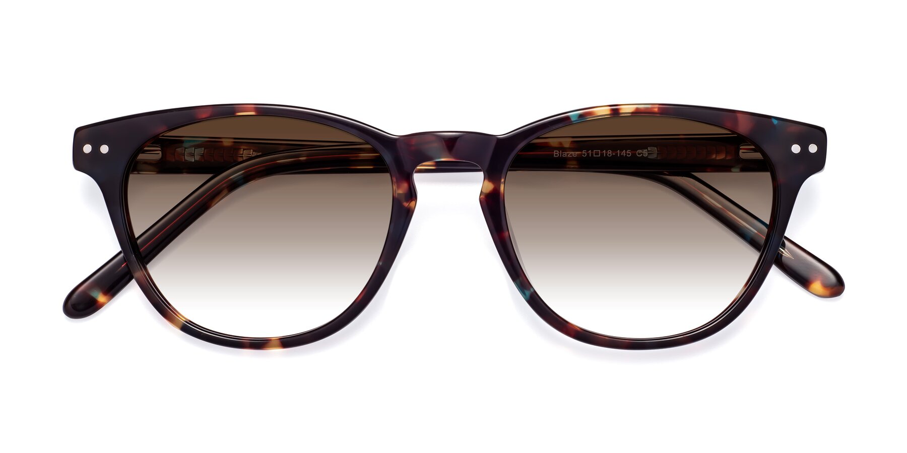 Folded Front of Blaze in Tortoise-Blue with Brown Gradient Lenses