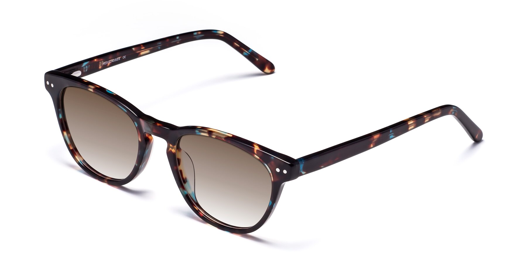 Angle of Blaze in Floral Tortoise with Brown Gradient Lenses