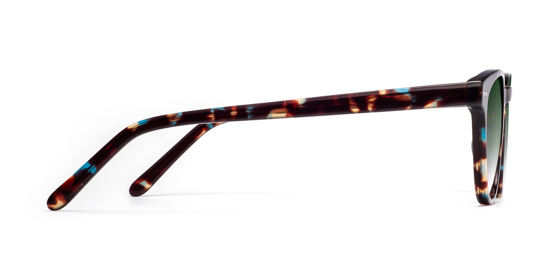 Side of Blaze in Floral Tortoise with Green Gradient Lenses
