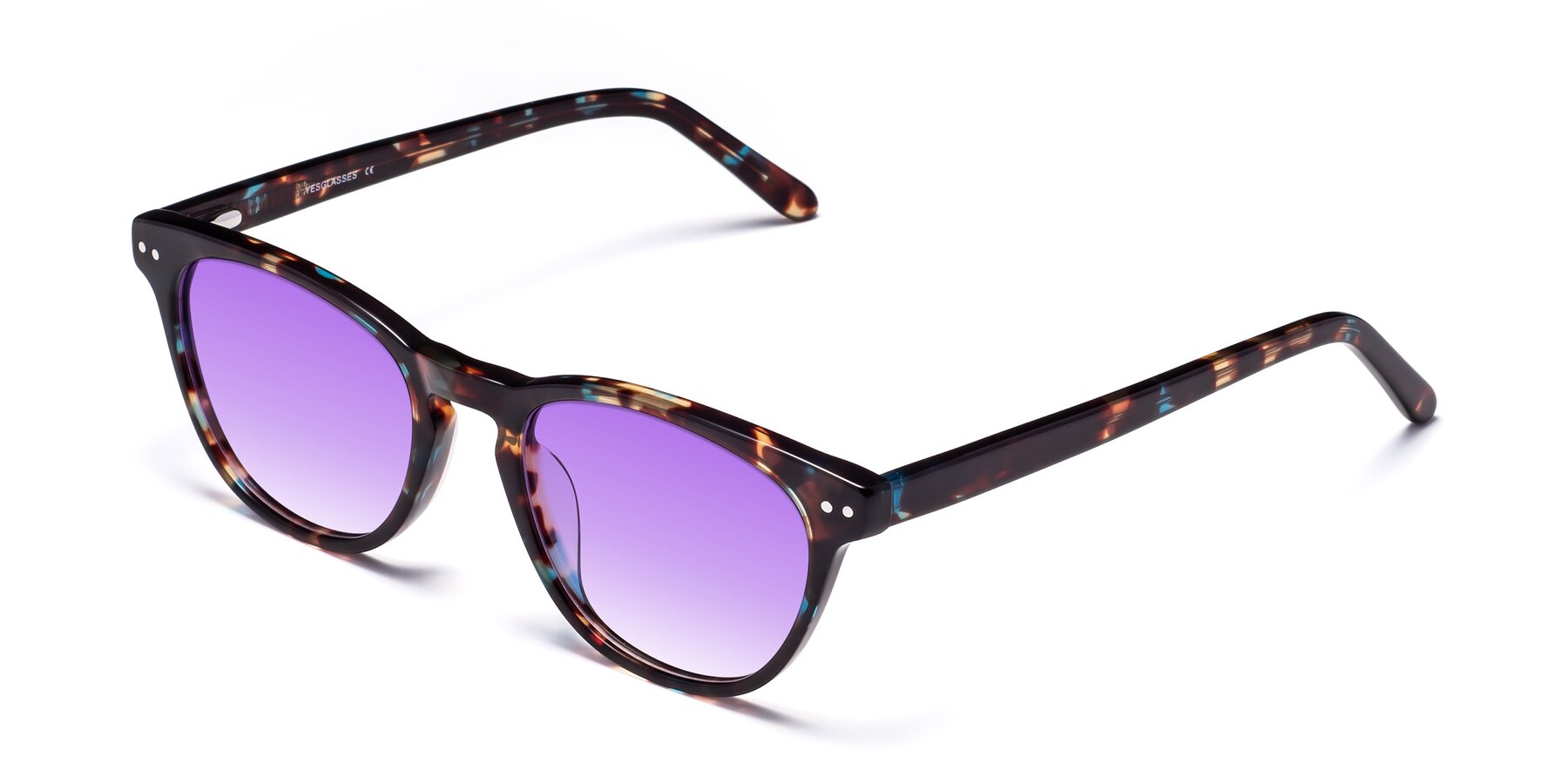 Angle of Blaze in Tortoise-Blue with Purple Gradient Lenses