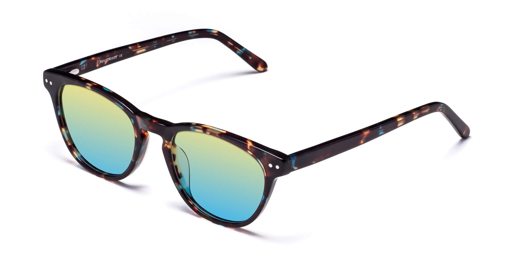 Angle of Blaze in Tortoise-Blue with Yellow / Blue Gradient Lenses