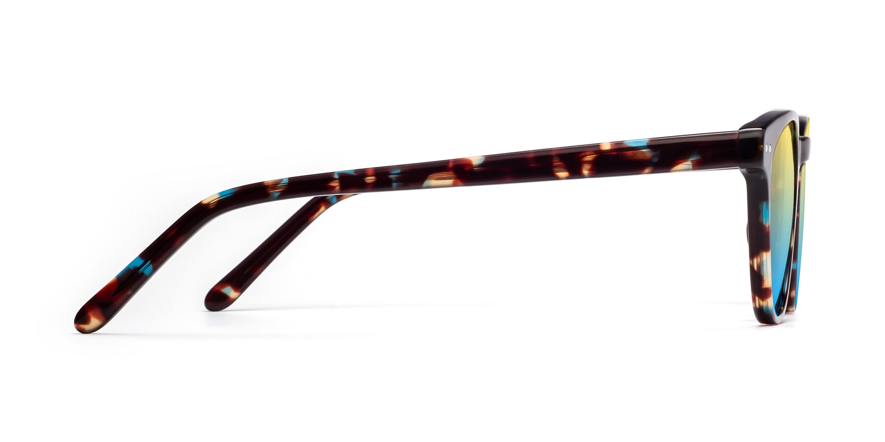 Side of Blaze in Tortoise-Blue with Yellow / Blue Gradient Lenses