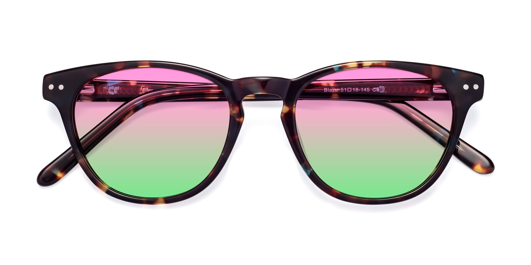 Folded Front of Blaze in Floral Tortoise with Pink / Green Gradient Lenses