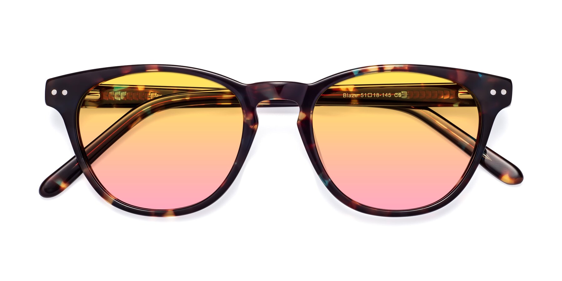 Folded Front of Blaze in Tortoise-Blue with Yellow / Pink Gradient Lenses