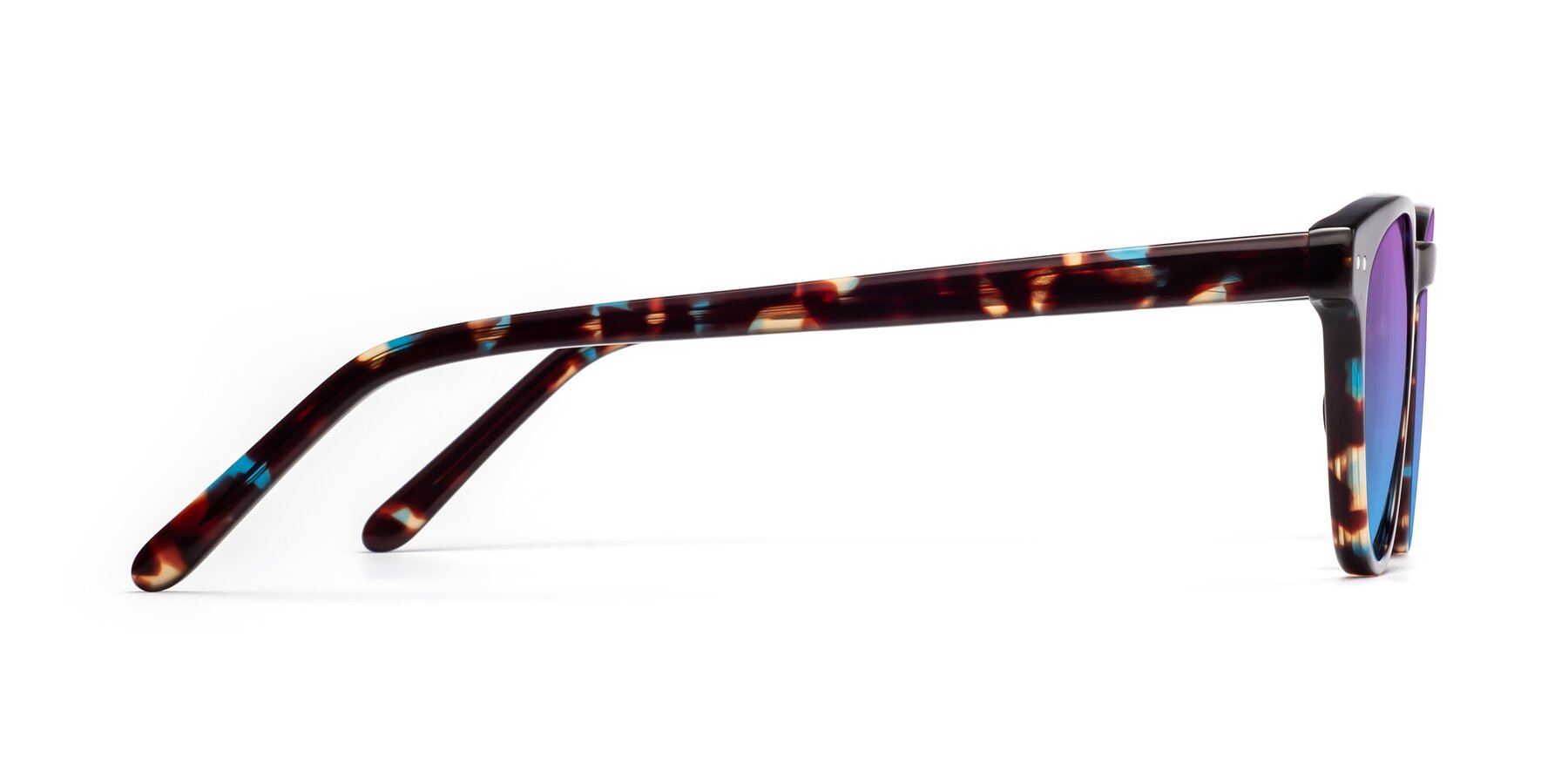 Side of Blaze in Floral Tortoise with Purple / Blue Gradient Lenses