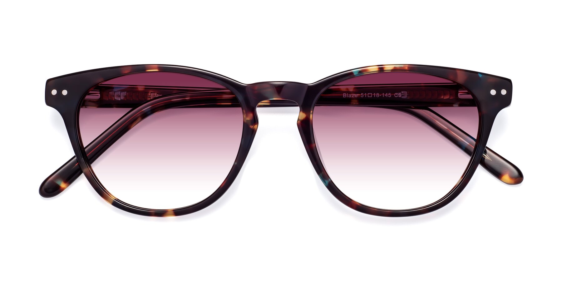 Folded Front of Blaze in Floral Tortoise with Wine Gradient Lenses