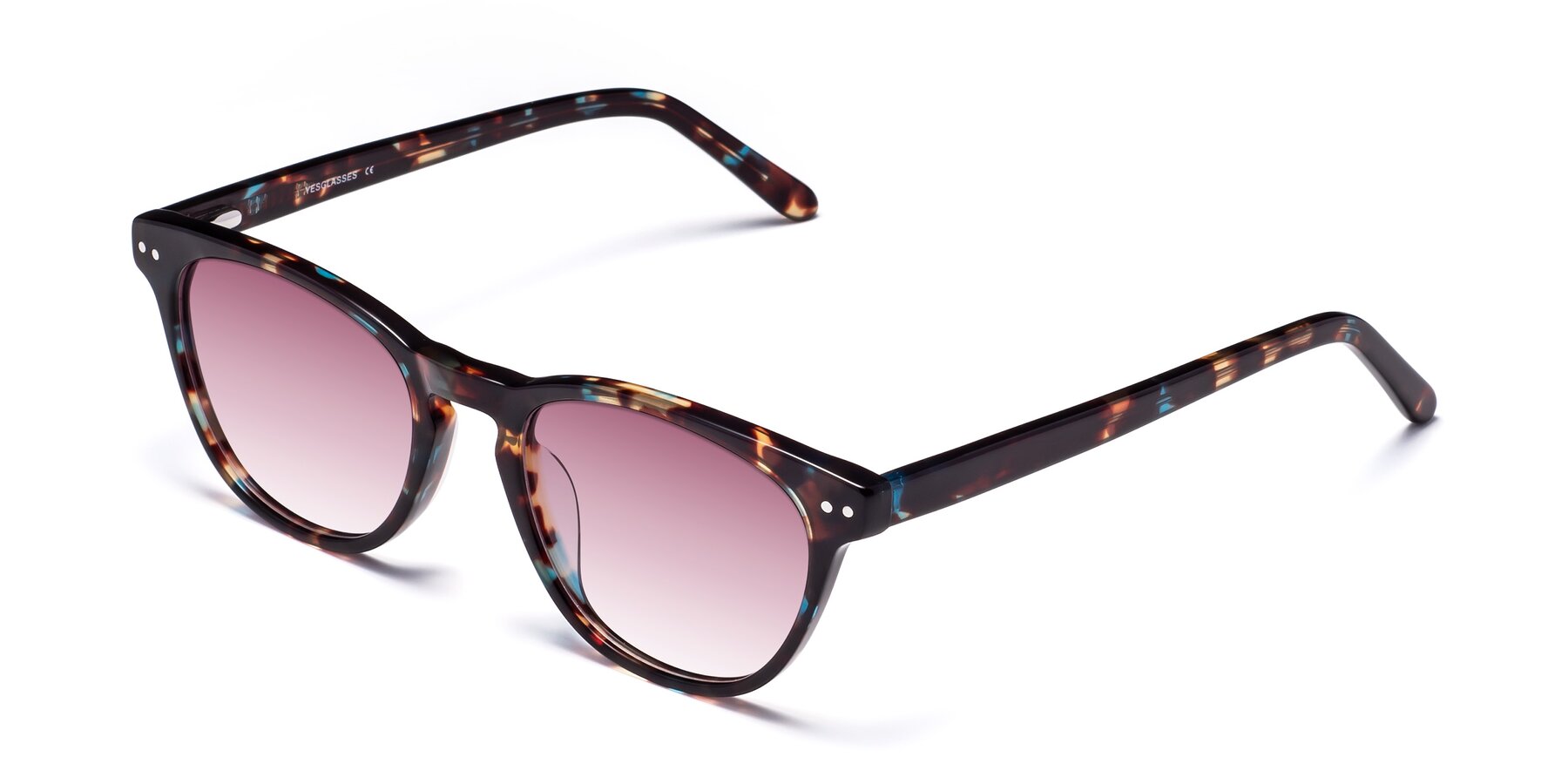 Angle of Blaze in Floral Tortoise with Wine Gradient Lenses