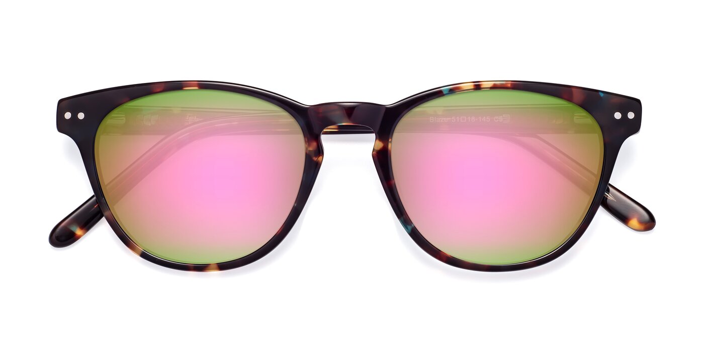 Blaze - Floral Tortoise Flash Mirrored Sunglasses
