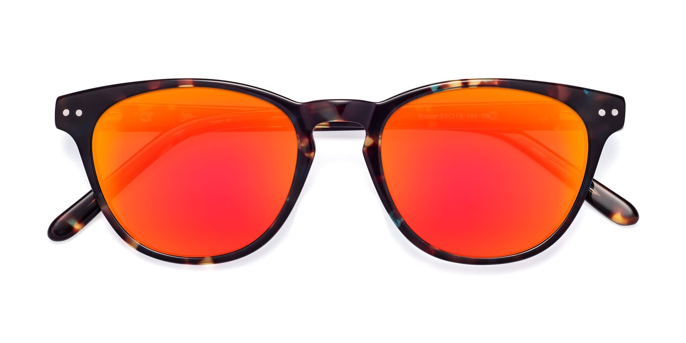 Blaze - Tortoise / Blue Flash Mirrored Sunglasses