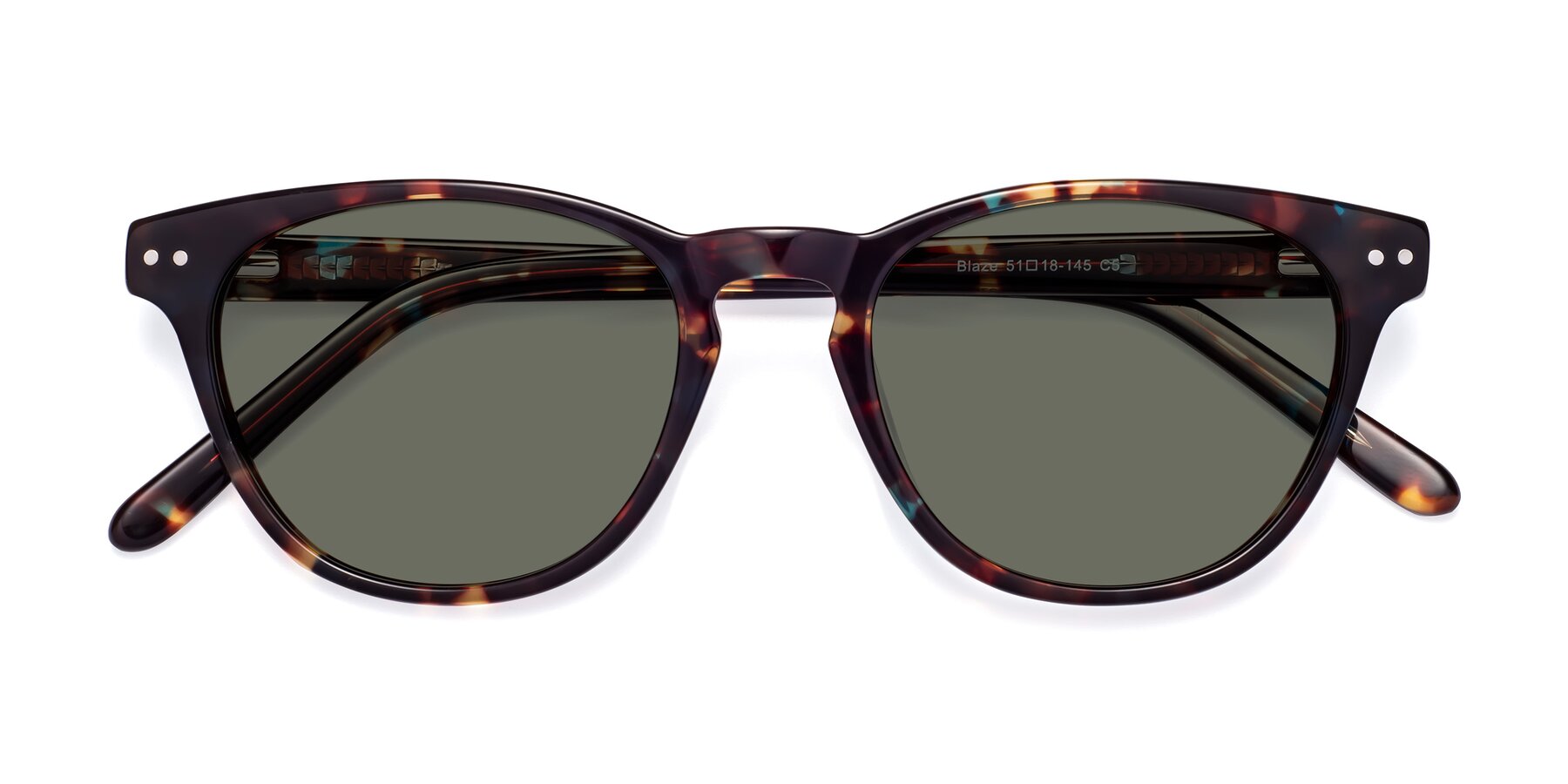 Folded Front of Blaze in Floral Tortoise with Gray Polarized Lenses