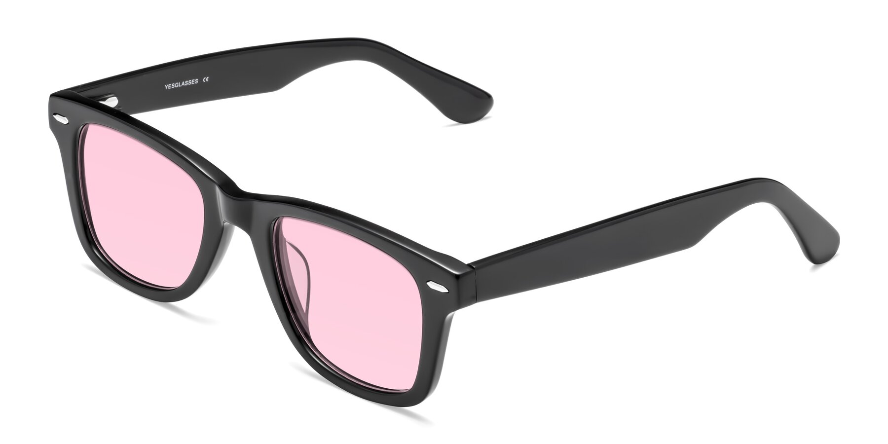 Angle of Rocky in Black with Light Pink Tinted Lenses