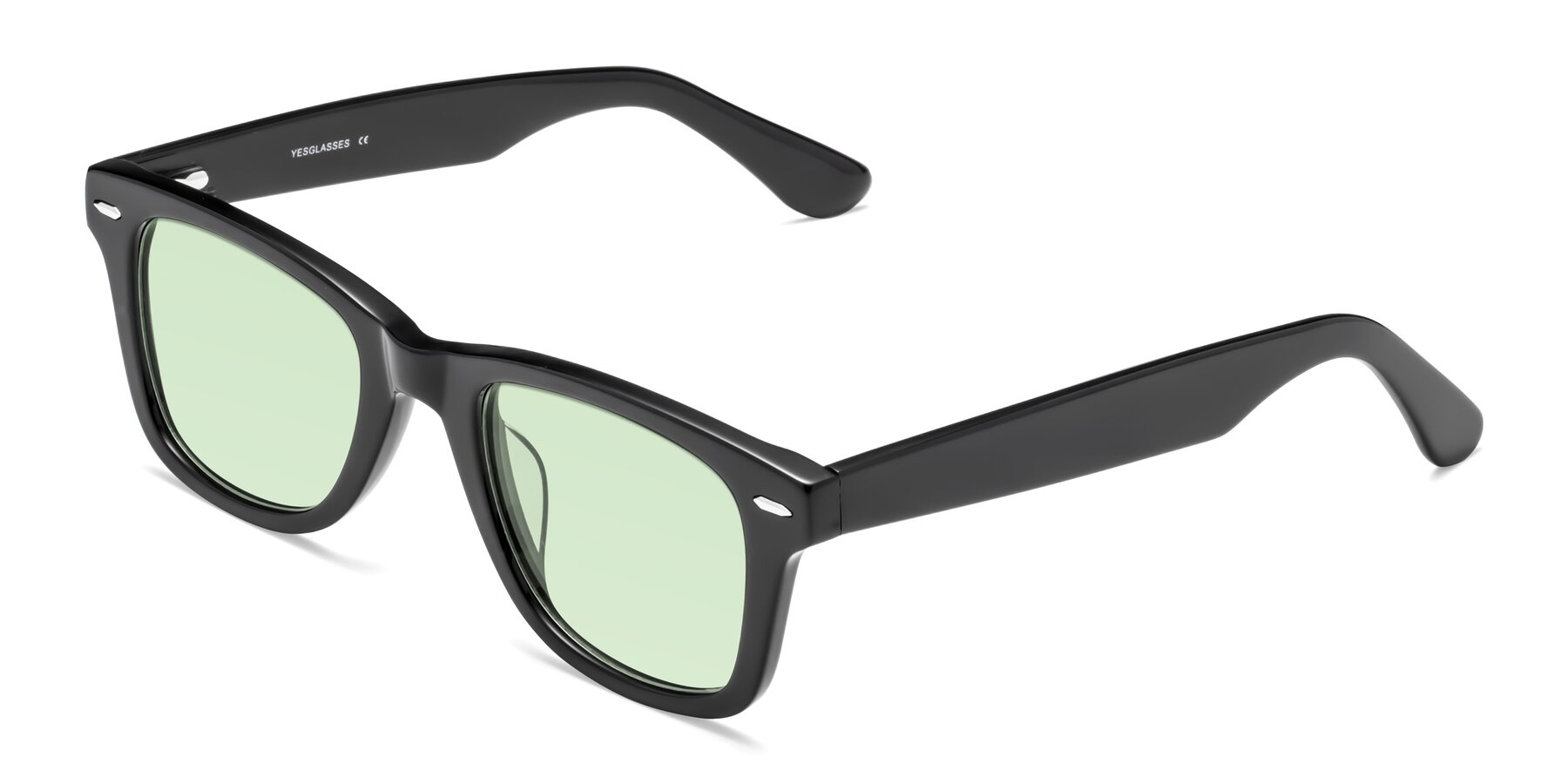 Angle of Rocky in Black with Light Green Tinted Lenses