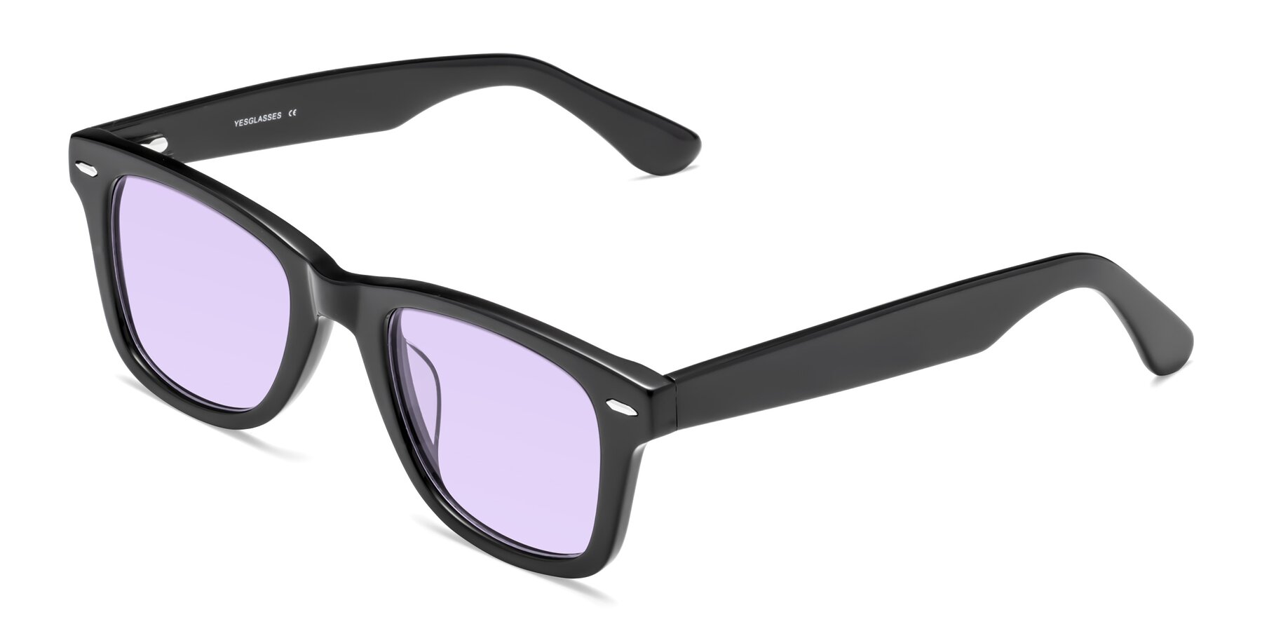 Angle of Rocky in Black with Light Purple Tinted Lenses