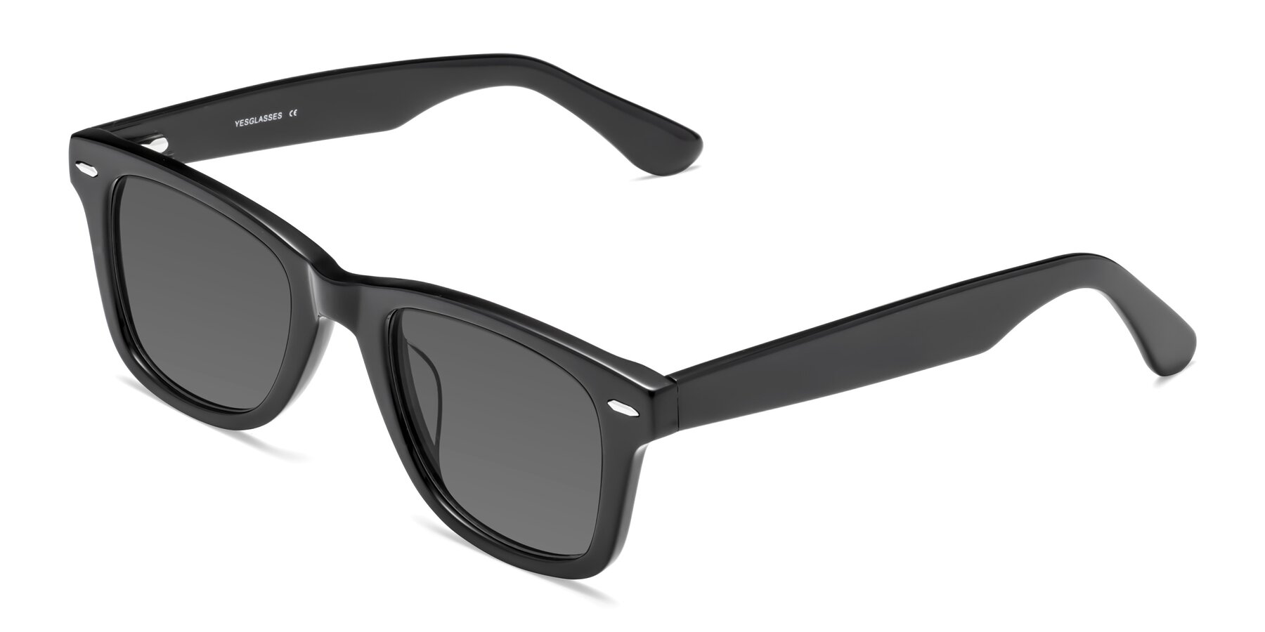 Angle of Rocky in Black with Medium Gray Tinted Lenses
