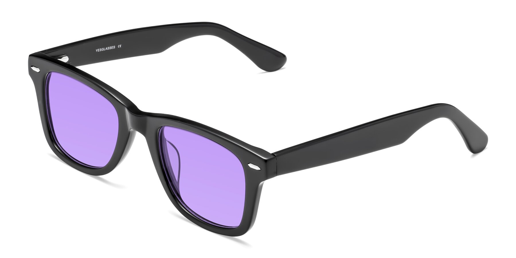 Angle of Rocky in Black with Medium Purple Tinted Lenses
