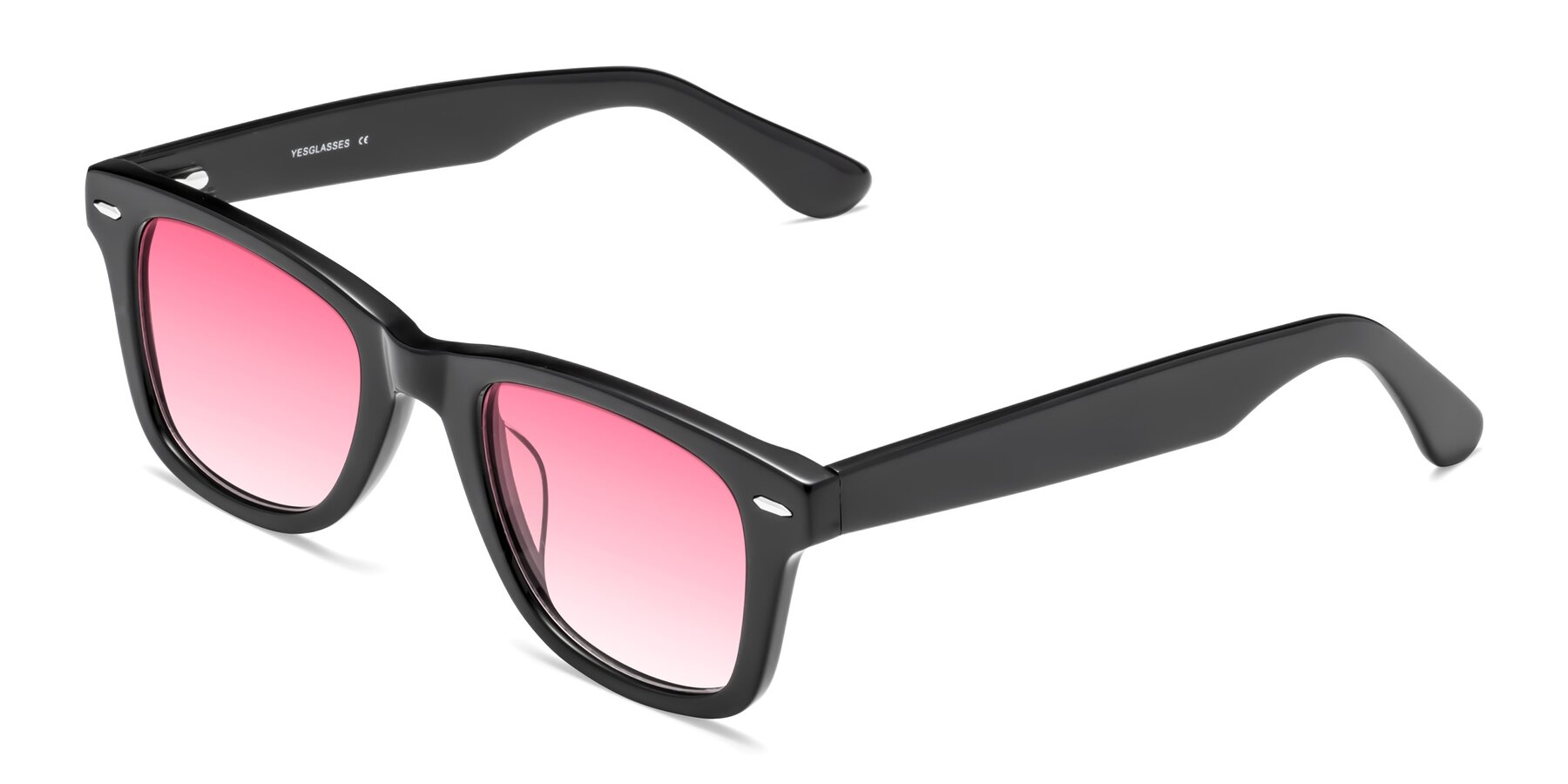 Angle of Rocky in Black with Pink Gradient Lenses