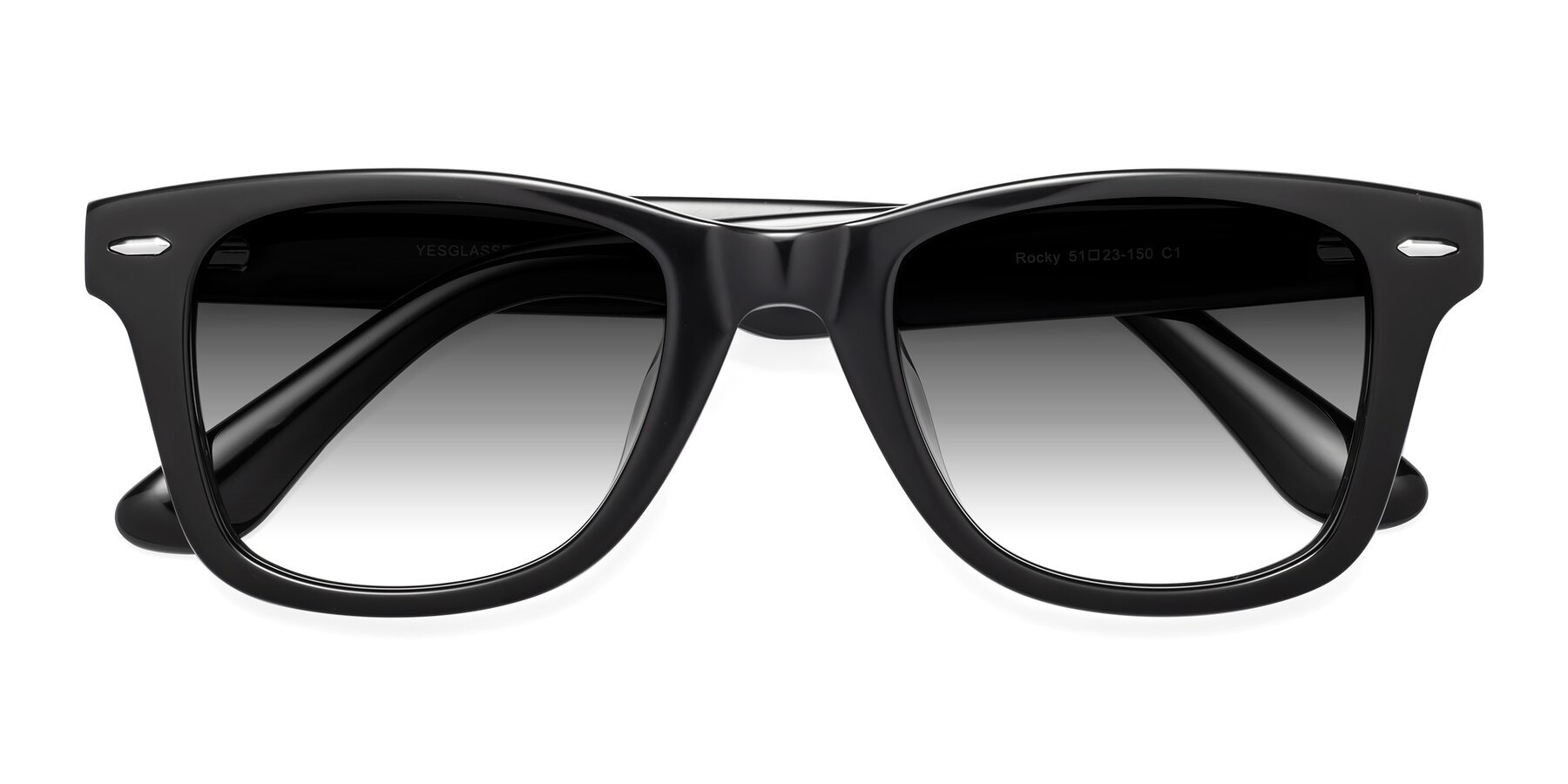 Folded Front of Rocky in Black with Gray Gradient Lenses