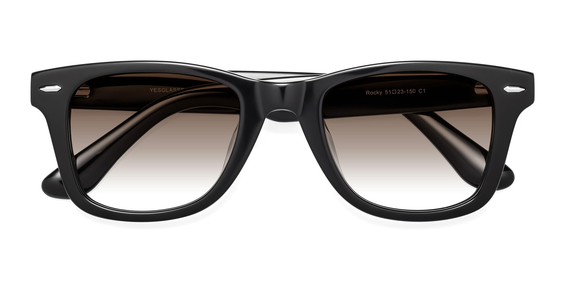 Folded Front of Rocky in Black with Brown Gradient Lenses