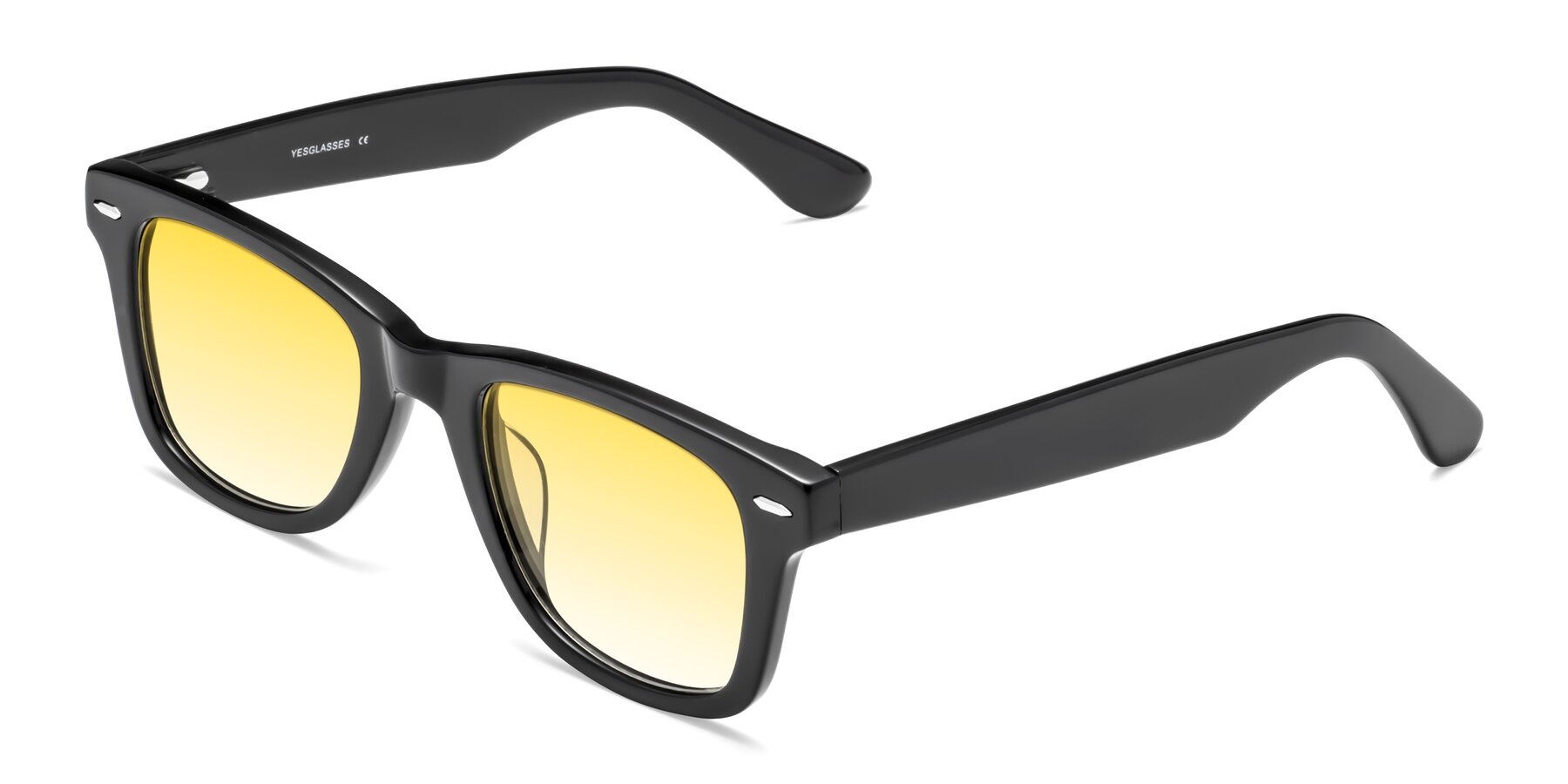 Angle of Rocky in Black with Yellow Gradient Lenses