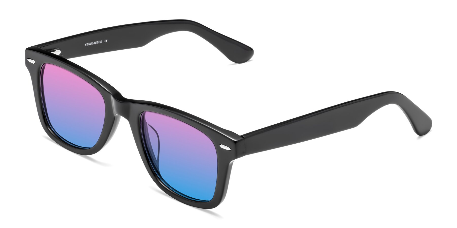 Angle of Rocky in Black with Pink / Blue Gradient Lenses