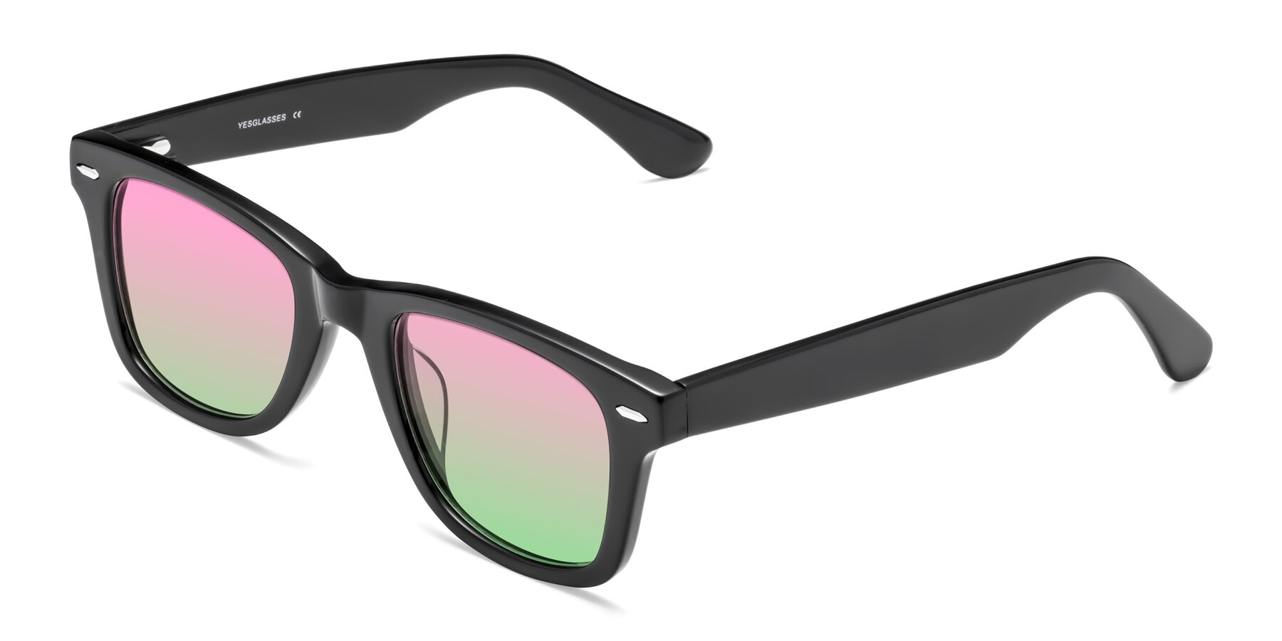 Angle of Rocky in Black with Pink / Green Gradient Lenses
