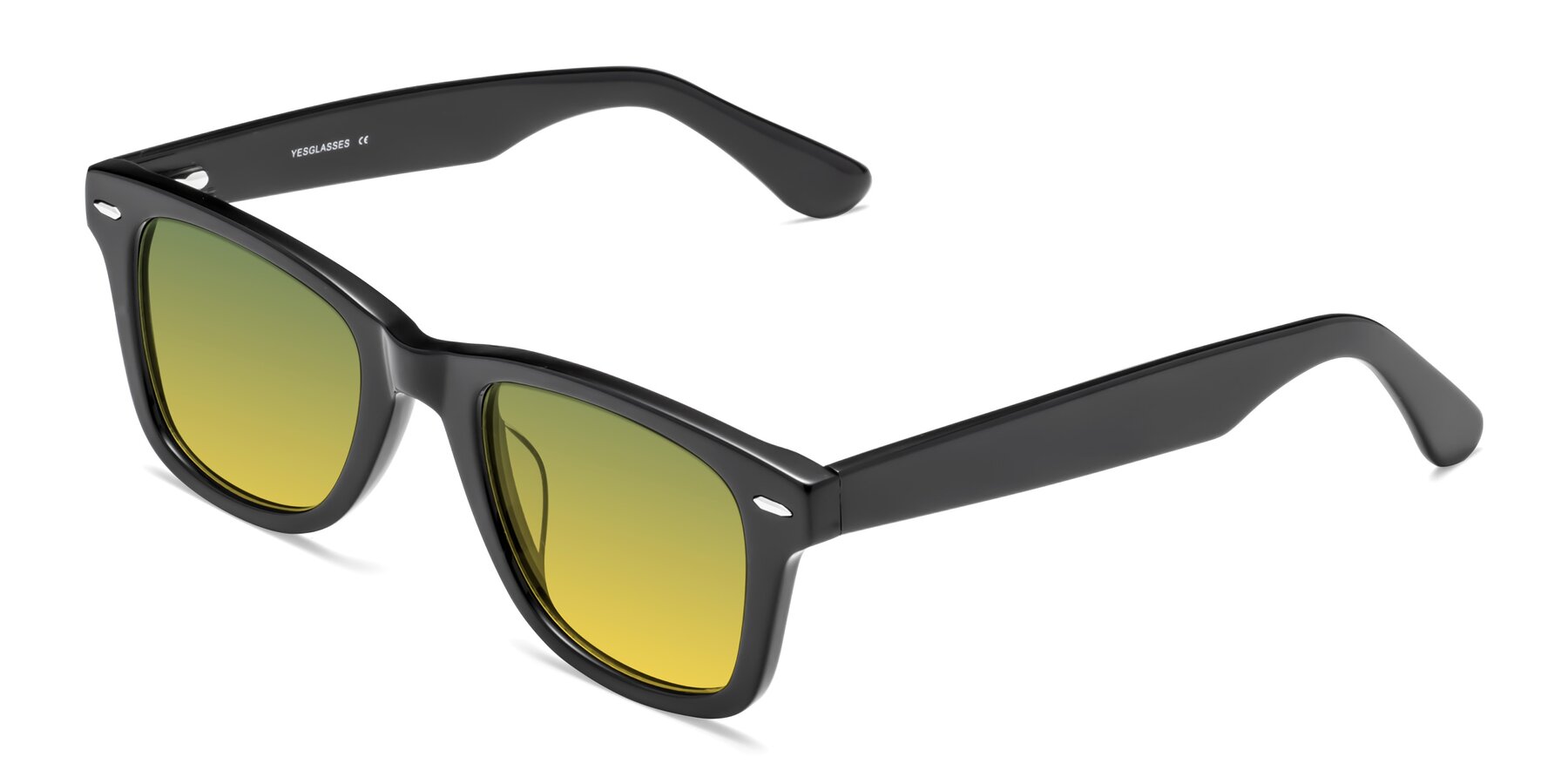 Angle of Rocky in Black with Green / Yellow Gradient Lenses