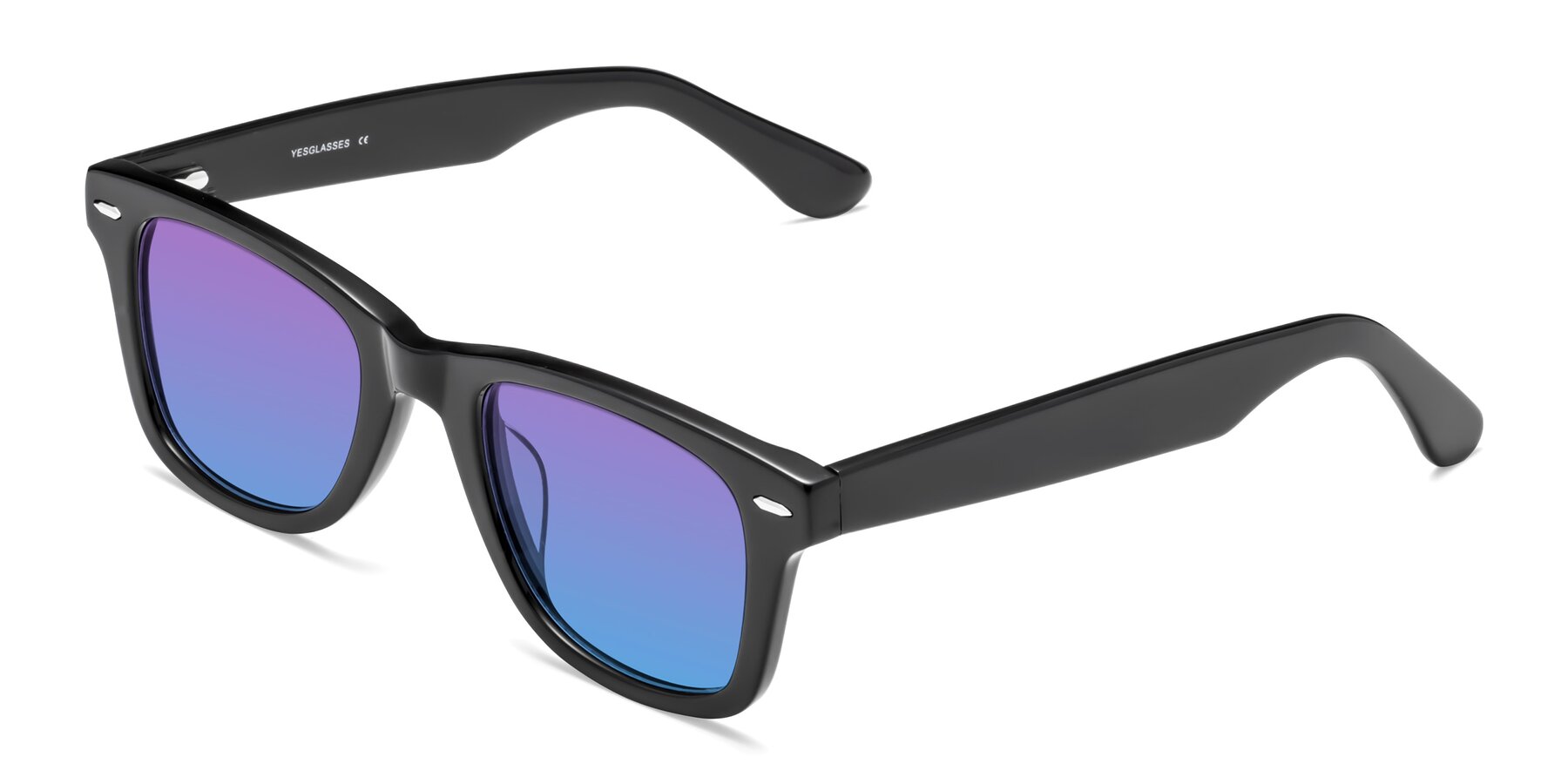 Angle of Rocky in Black with Purple / Blue Gradient Lenses