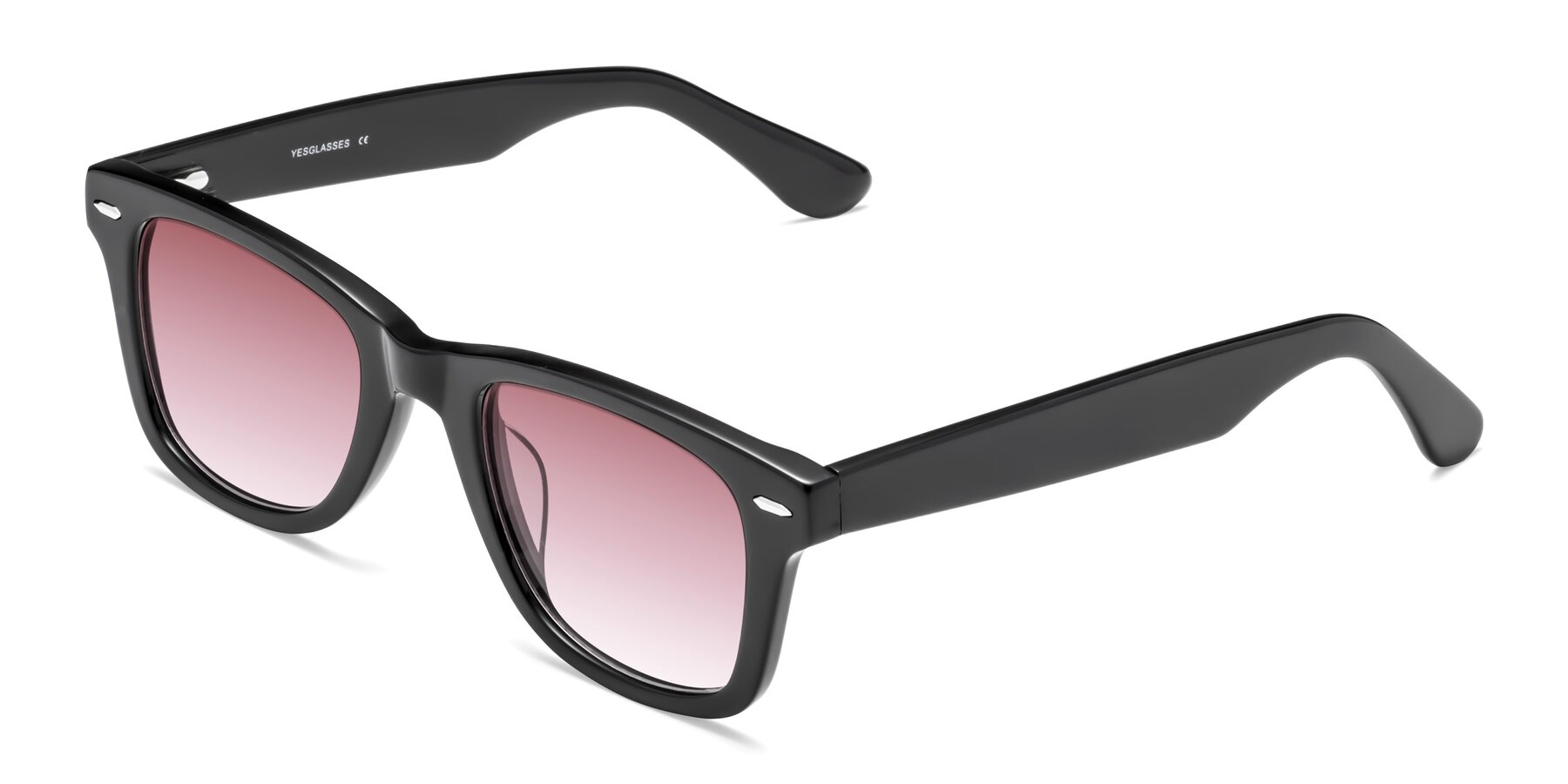 Angle of Rocky in Black with Garnet Gradient Lenses