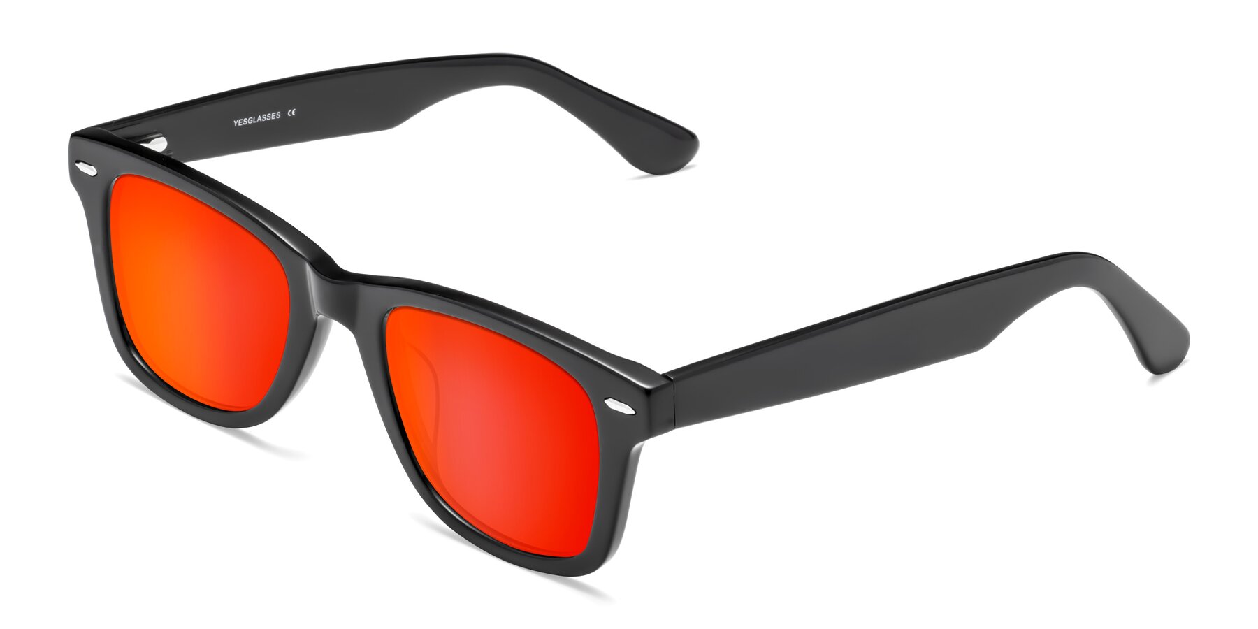 Angle of Rocky in Black with Red Gold Mirrored Lenses