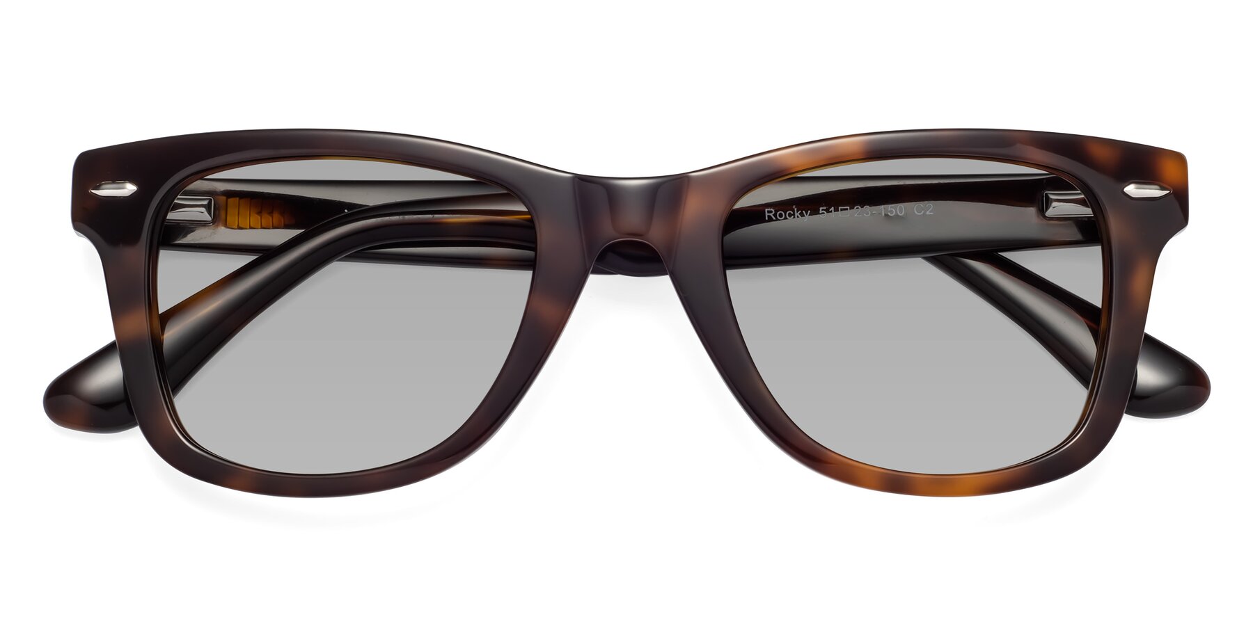Folded Front of Rocky in Tortoise with Light Gray Tinted Lenses