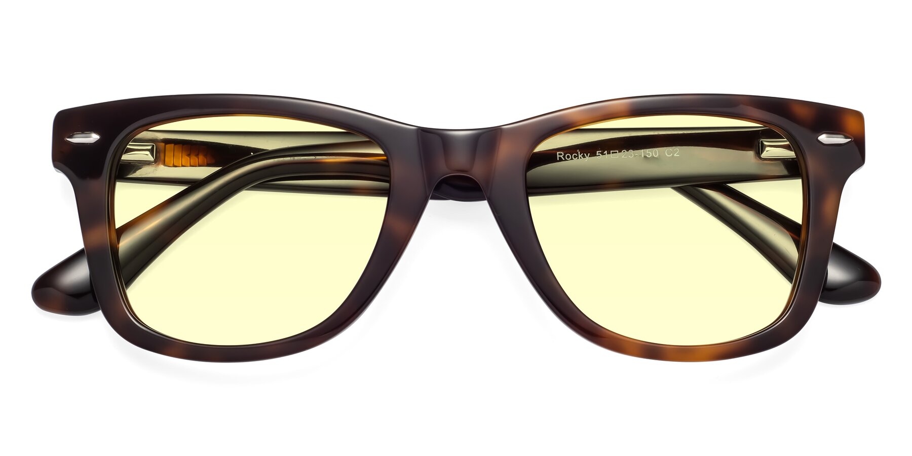 Folded Front of Rocky in Tortoise with Light Yellow Tinted Lenses