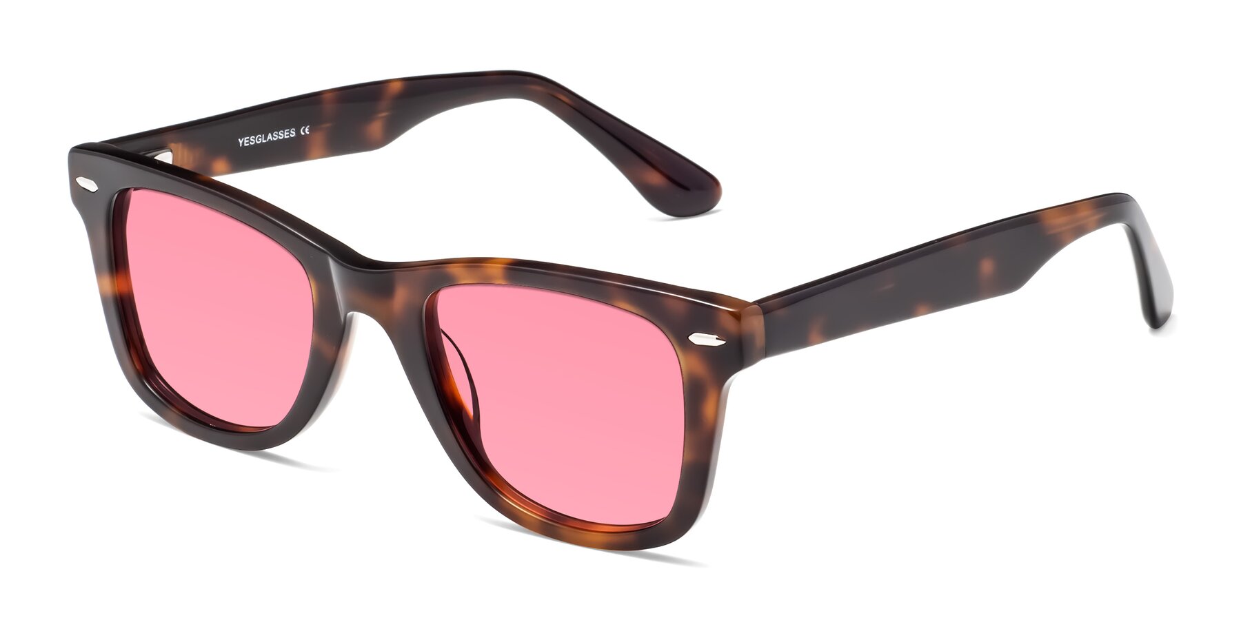 Angle of Rocky in Tortoise with Pink Tinted Lenses