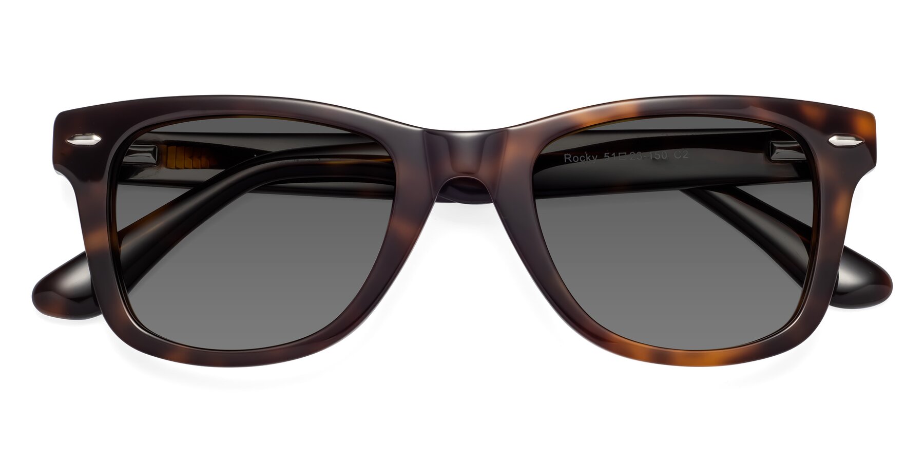Folded Front of Rocky in Tortoise with Medium Gray Tinted Lenses