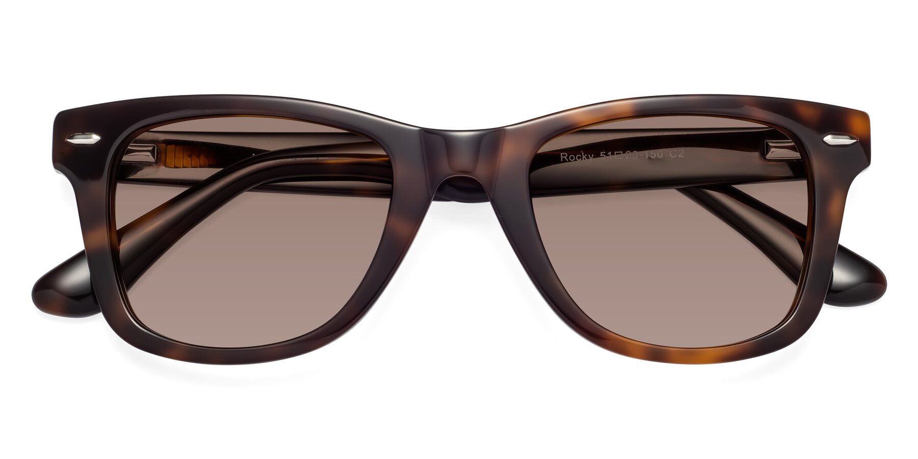 Folded Front of Rocky in Tortoise with Medium Brown Tinted Lenses
