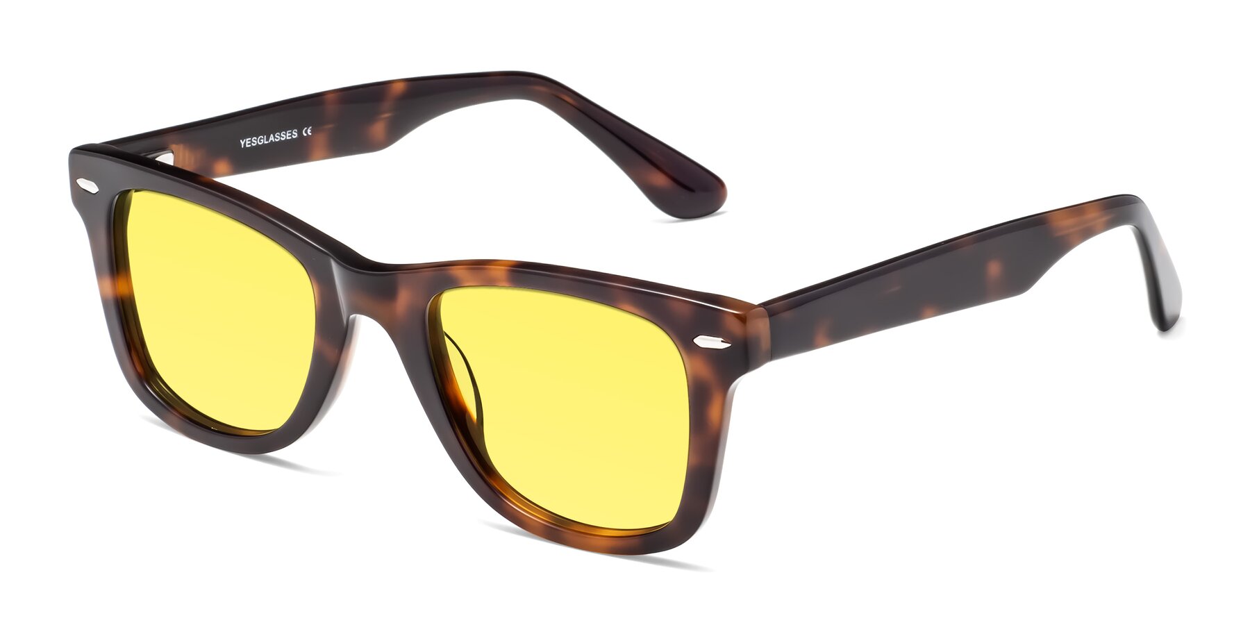 Angle of Rocky in Tortoise with Medium Yellow Tinted Lenses