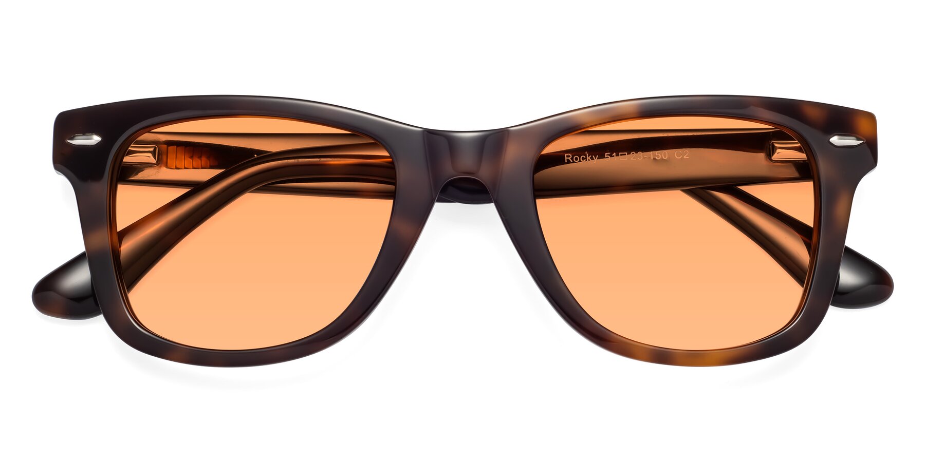 Folded Front of Rocky in Tortoise with Medium Orange Tinted Lenses