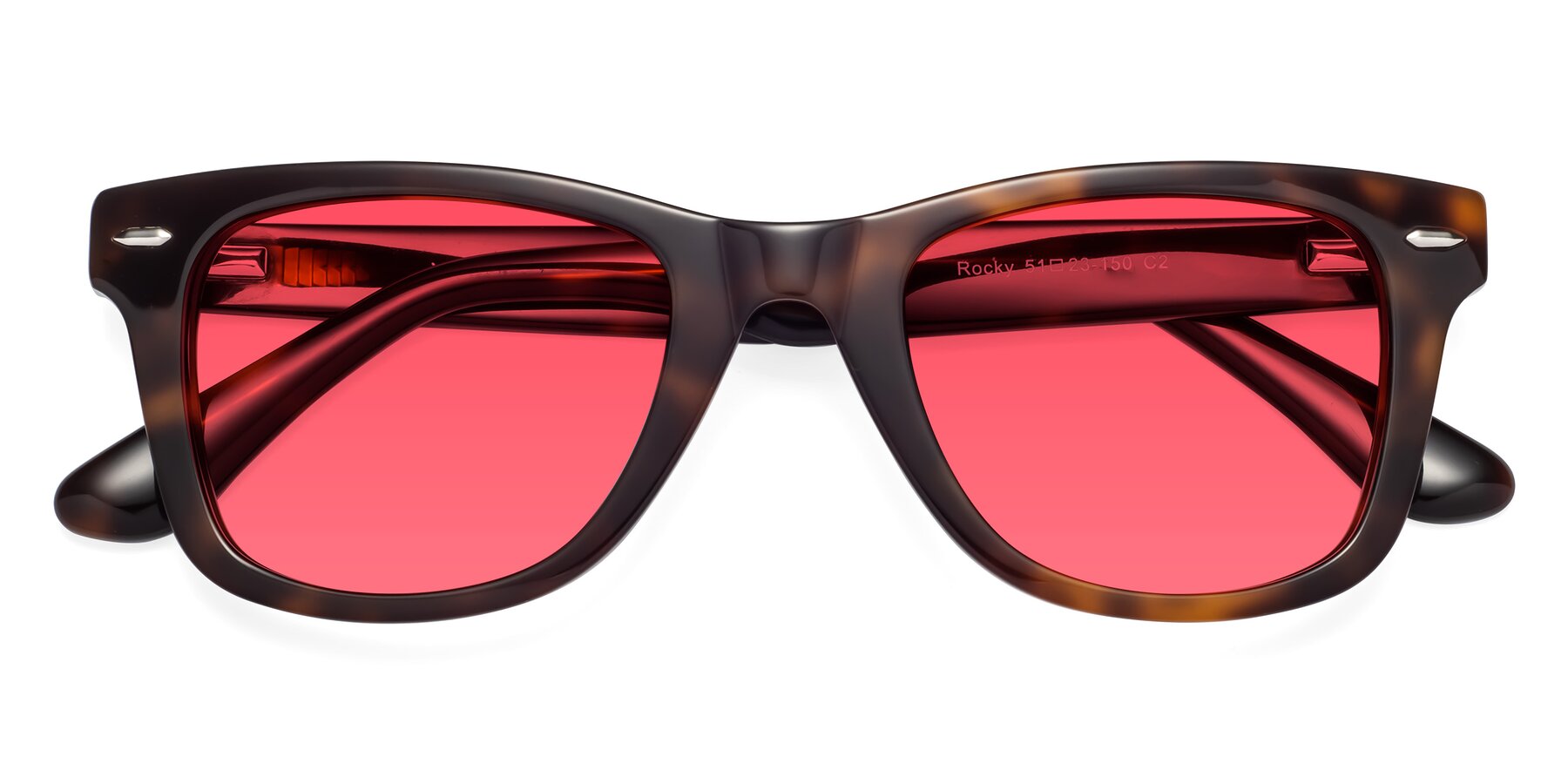 Folded Front of Rocky in Tortoise with Red Tinted Lenses