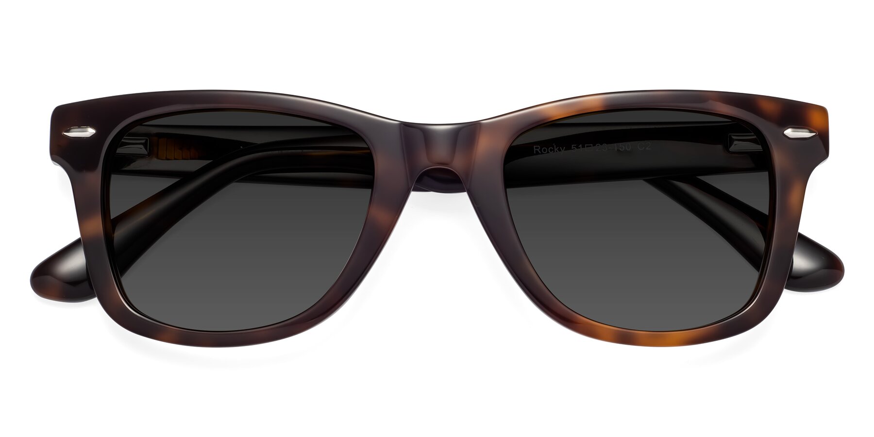 Folded Front of Rocky in Tortoise with Gray Tinted Lenses