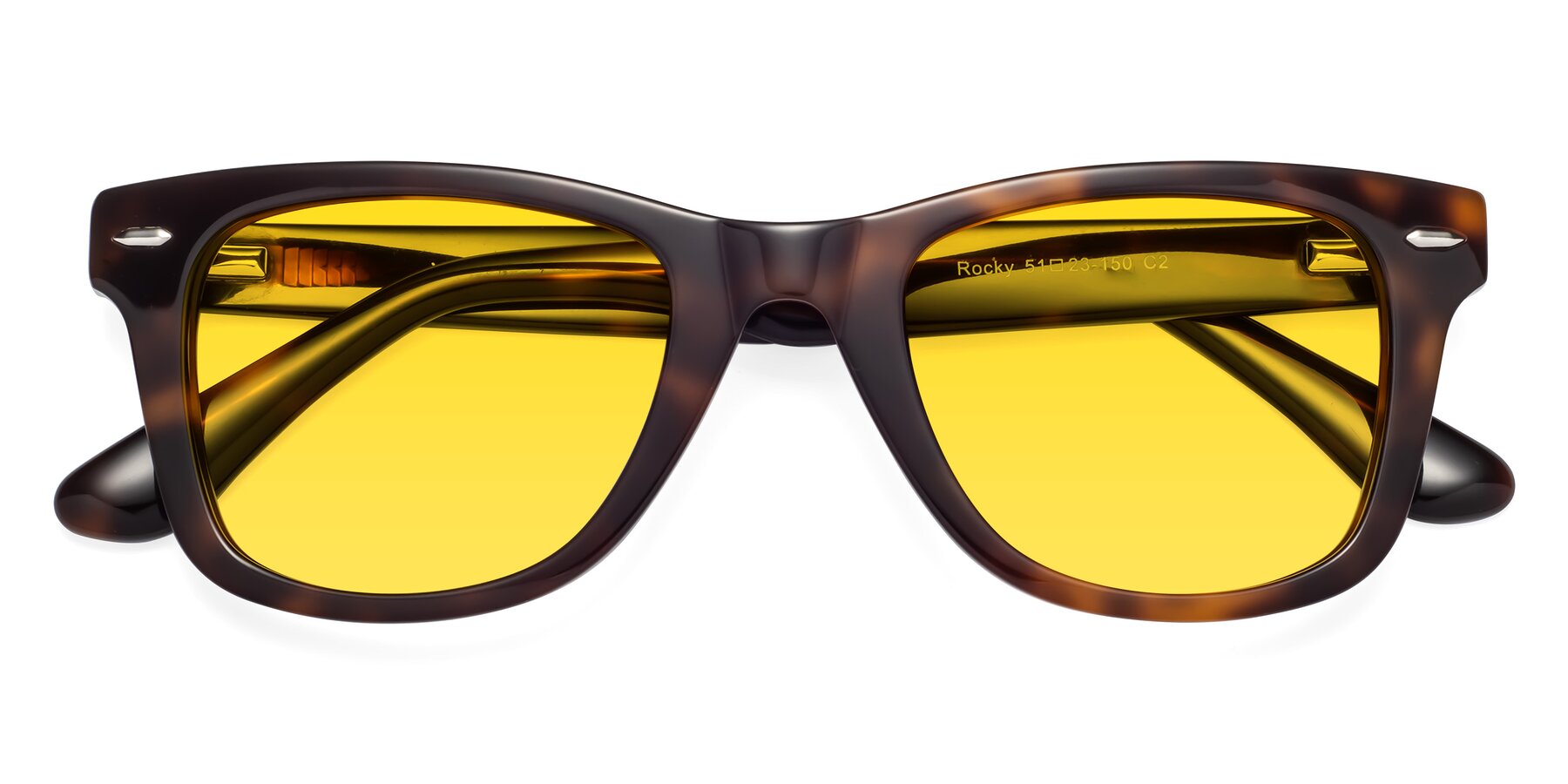 Folded Front of Rocky in Tortoise with Yellow Tinted Lenses