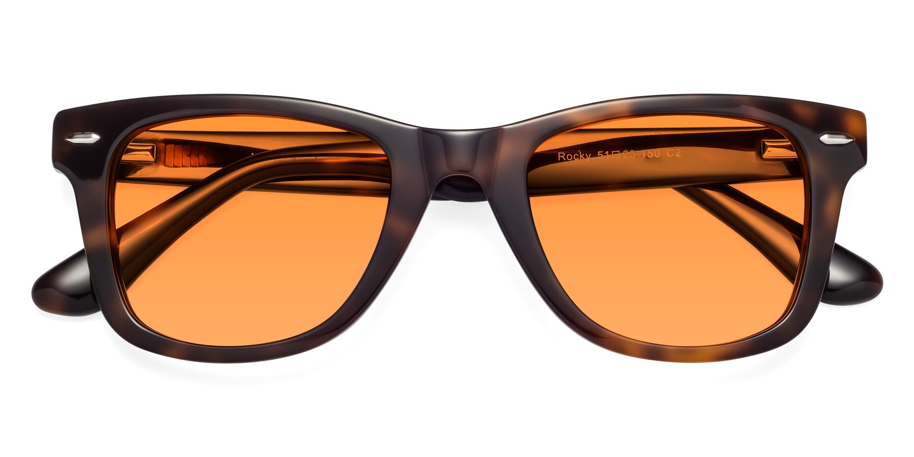 Folded Front of Rocky in Tortoise with Orange Tinted Lenses