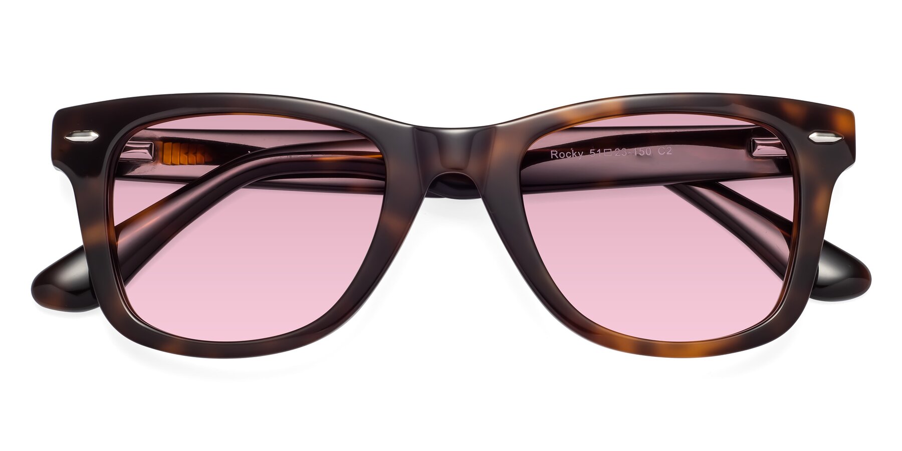 Folded Front of Rocky in Tortoise with Light Wine Tinted Lenses