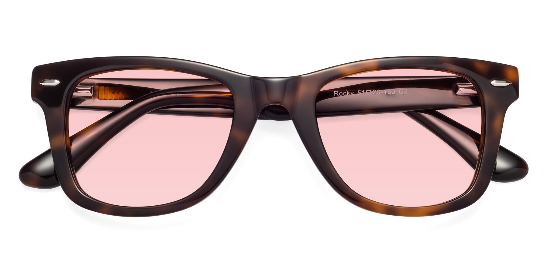 Folded Front of Rocky in Tortoise with Light Garnet Tinted Lenses