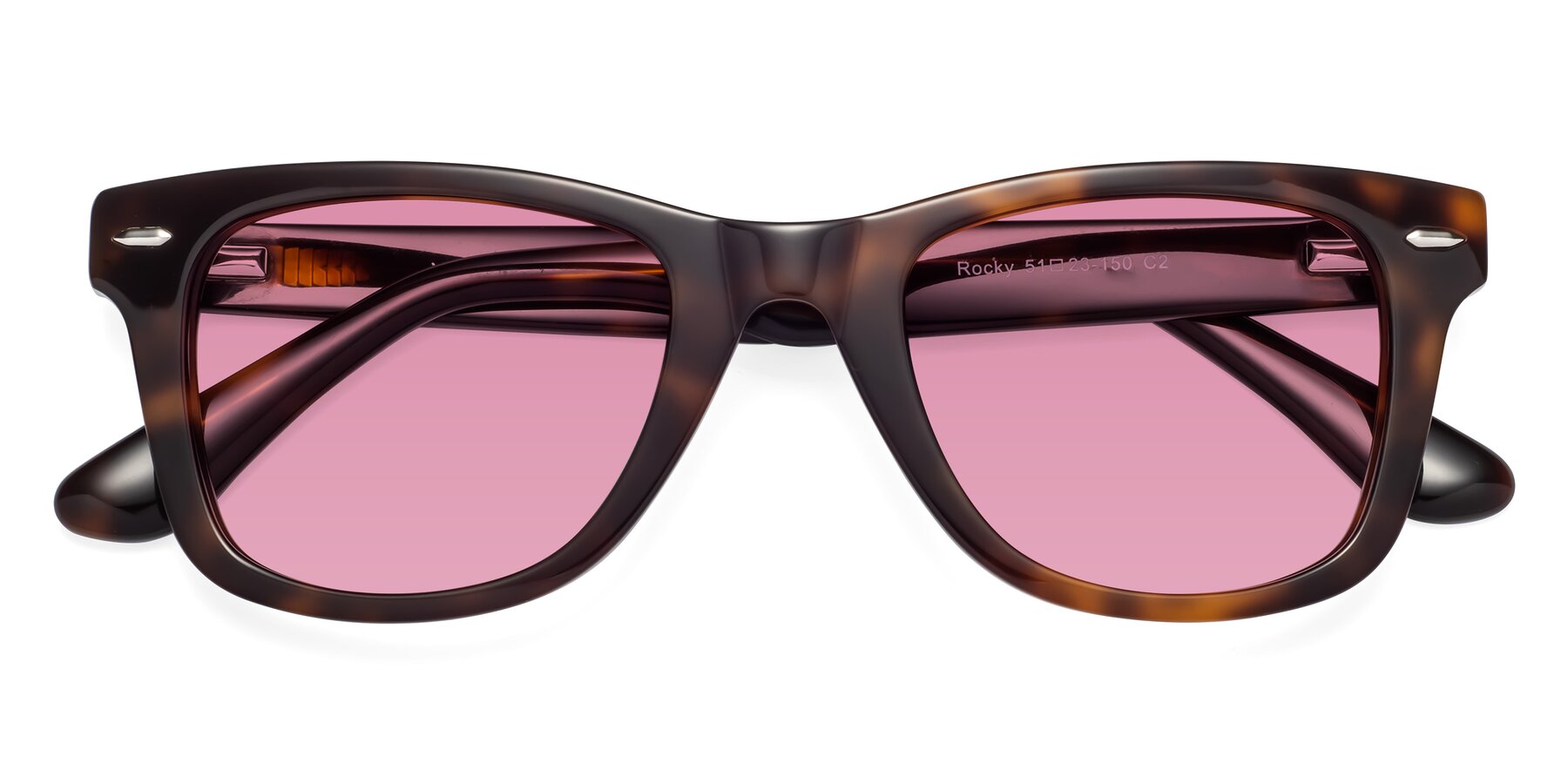 Folded Front of Rocky in Tortoise with Medium Wine Tinted Lenses