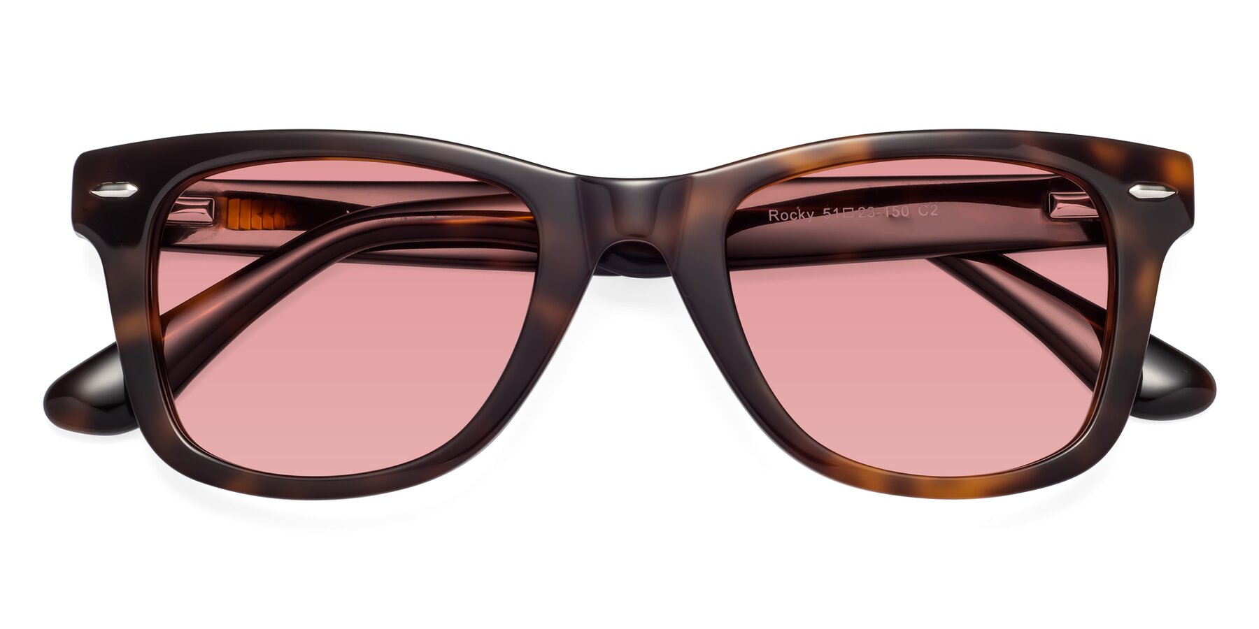 Folded Front of Rocky in Tortoise with Medium Garnet Tinted Lenses