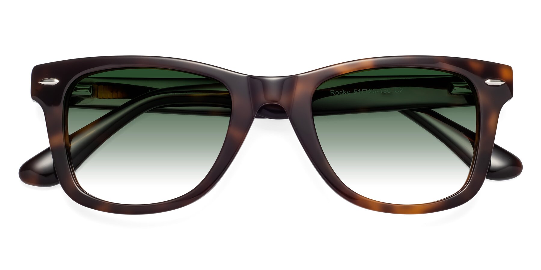 Folded Front of Rocky in Tortoise with Green Gradient Lenses