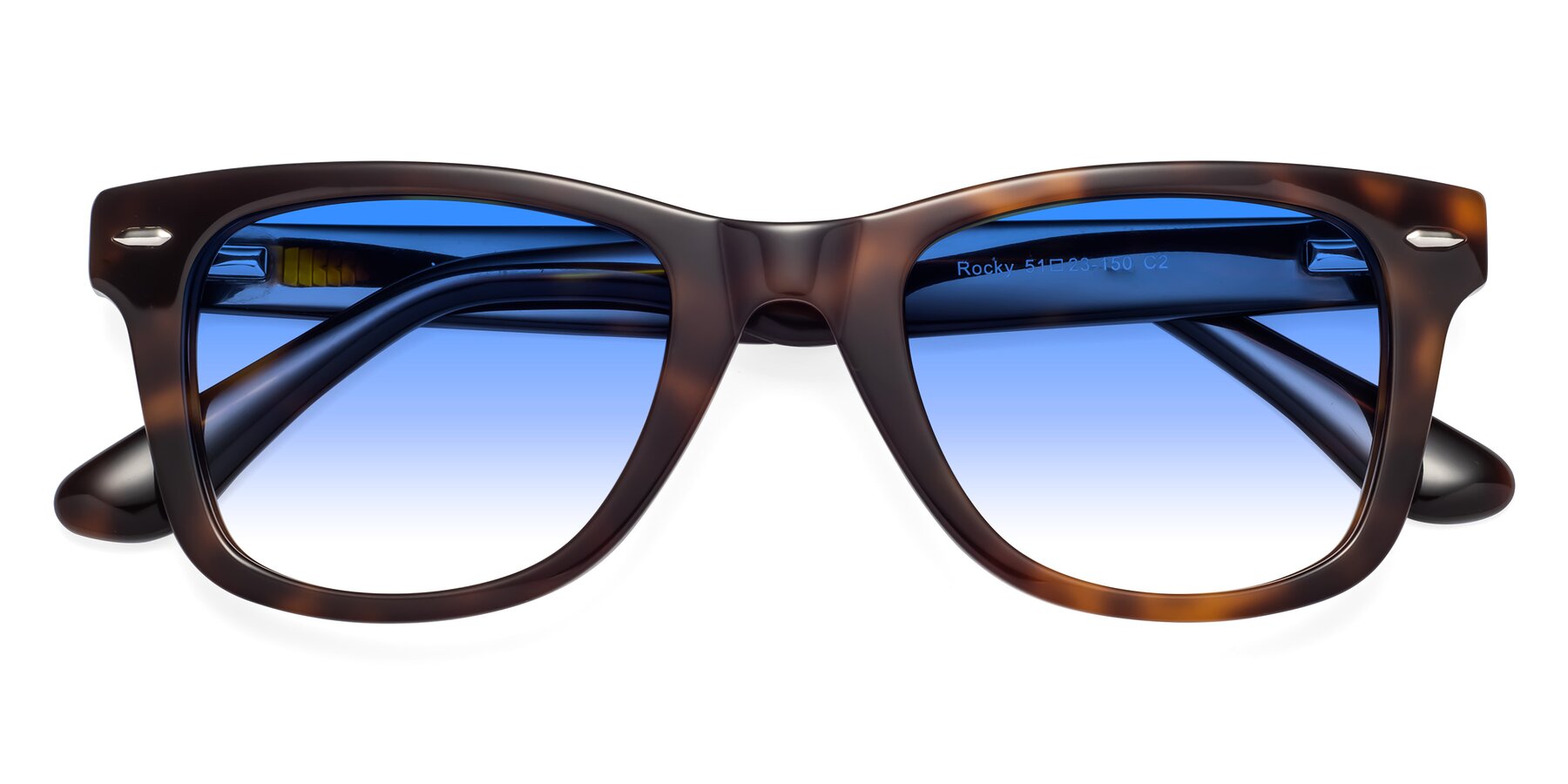 Folded Front of Rocky in Tortoise with Blue Gradient Lenses