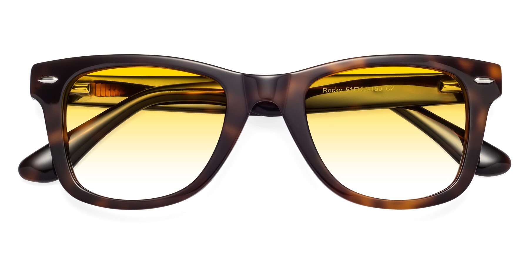 Folded Front of Rocky in Tortoise with Yellow Gradient Lenses