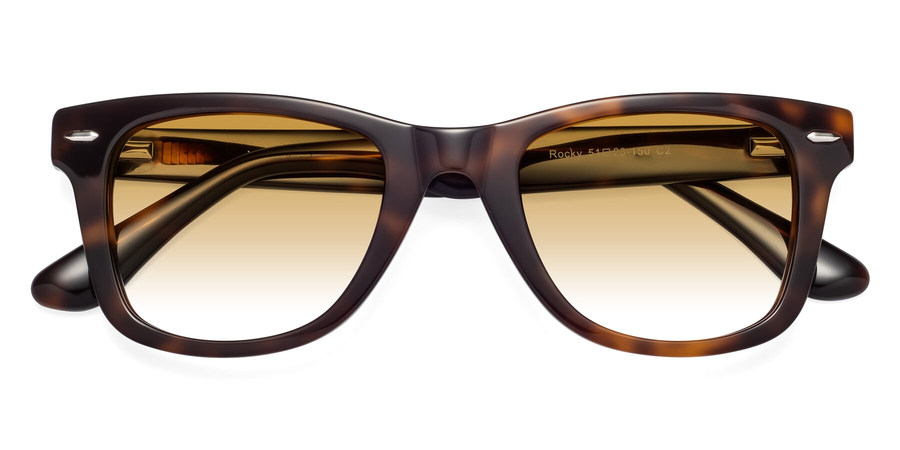 Folded Front of Rocky in Tortoise with Champagne Gradient Lenses